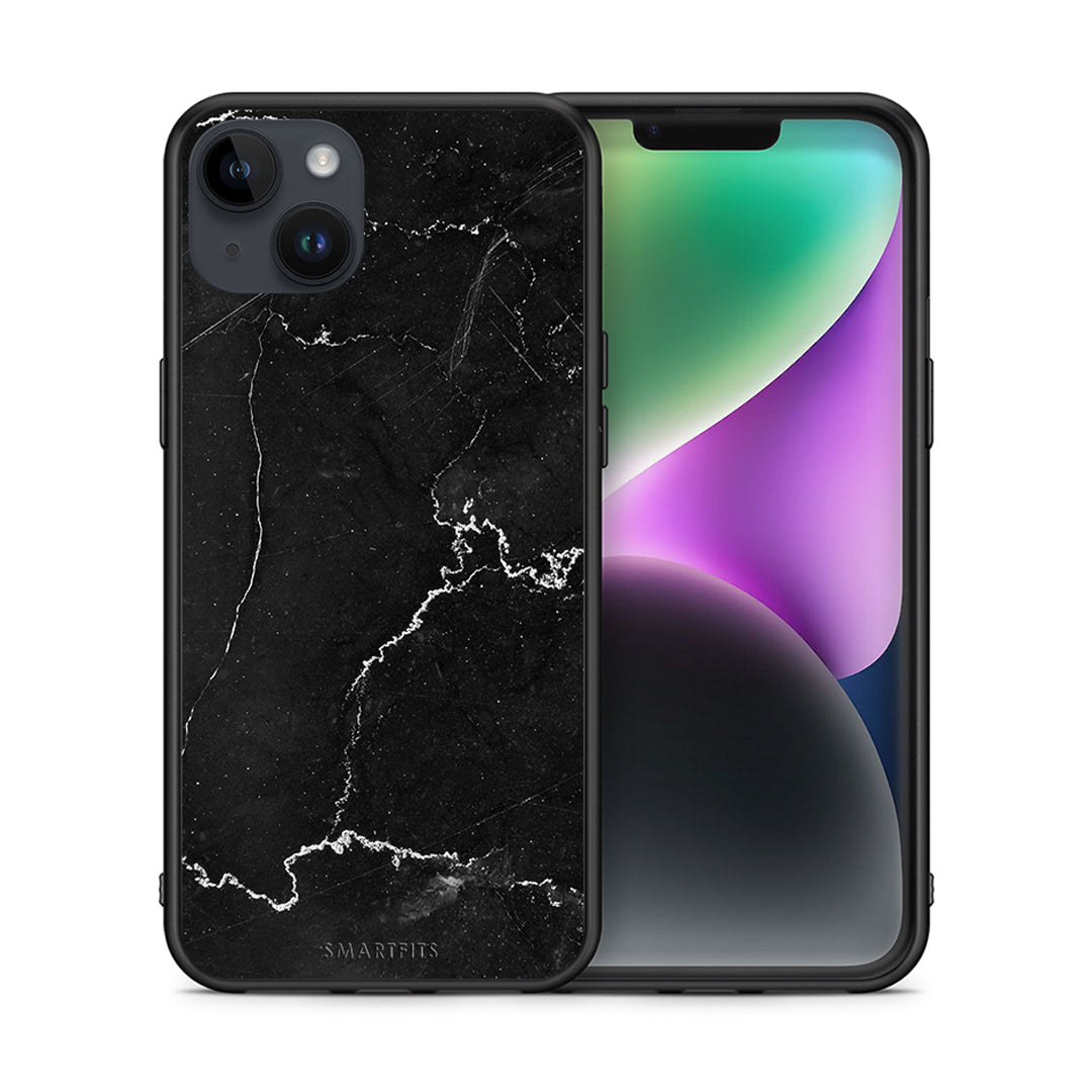 Θήκη iPhone 14 Plus Marble Black από τη Smartfits με σχέδιο στο πίσω μέρος και μαύρο περίβλημα | iPhone 14 Plus Marble Black case with colorful back and black bezels