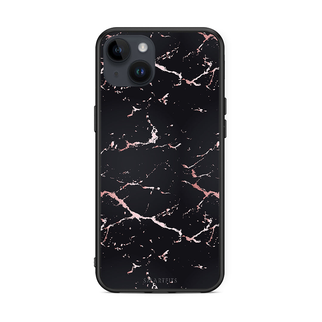 4 - iPhone 15 Plus Black Rosegold Marble case, cover, bumper