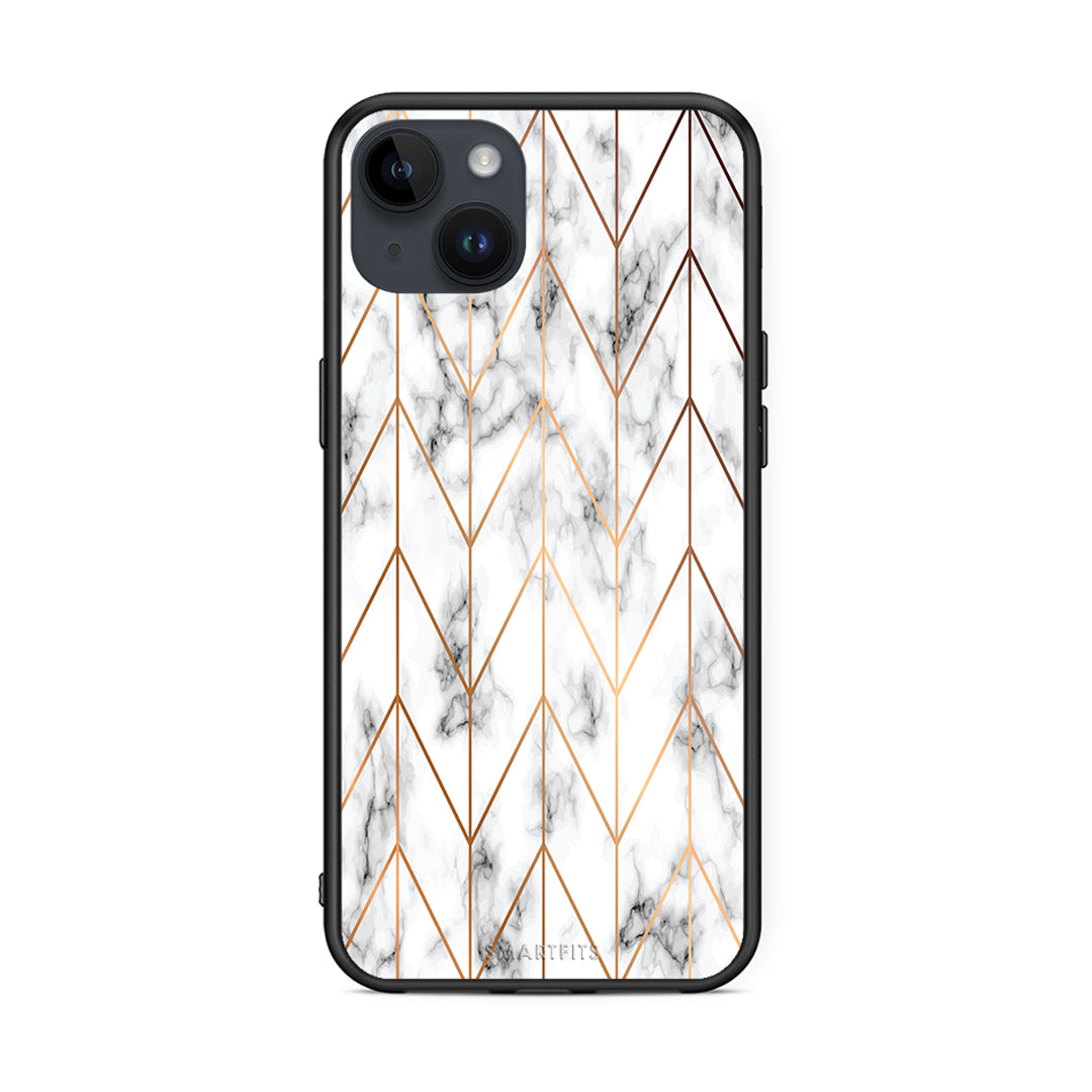 44 - iPhone 15 Plus Gold Geometric Marble case, cover, bumper