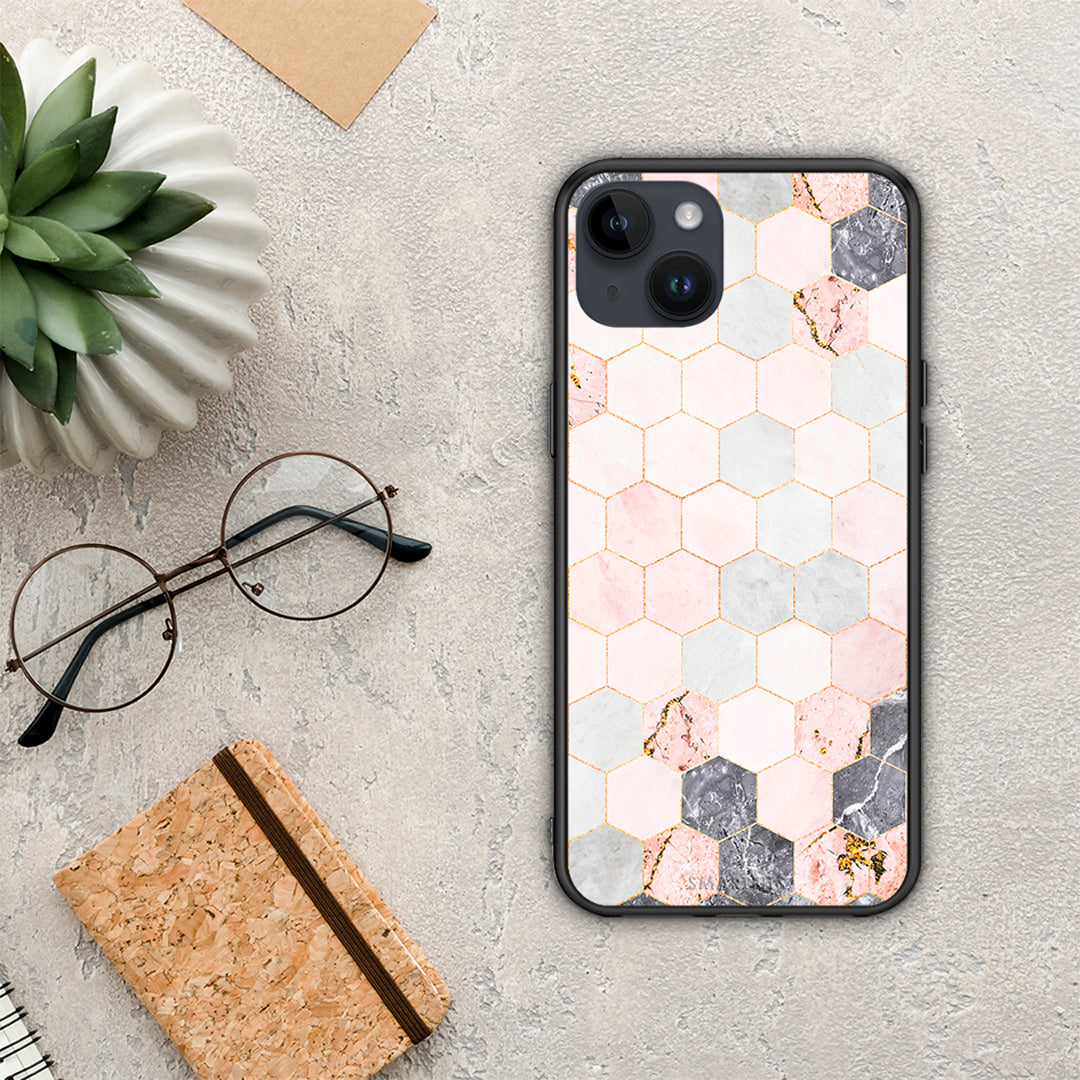 Marble Hexagon Pink - iPhone 15 Plus case