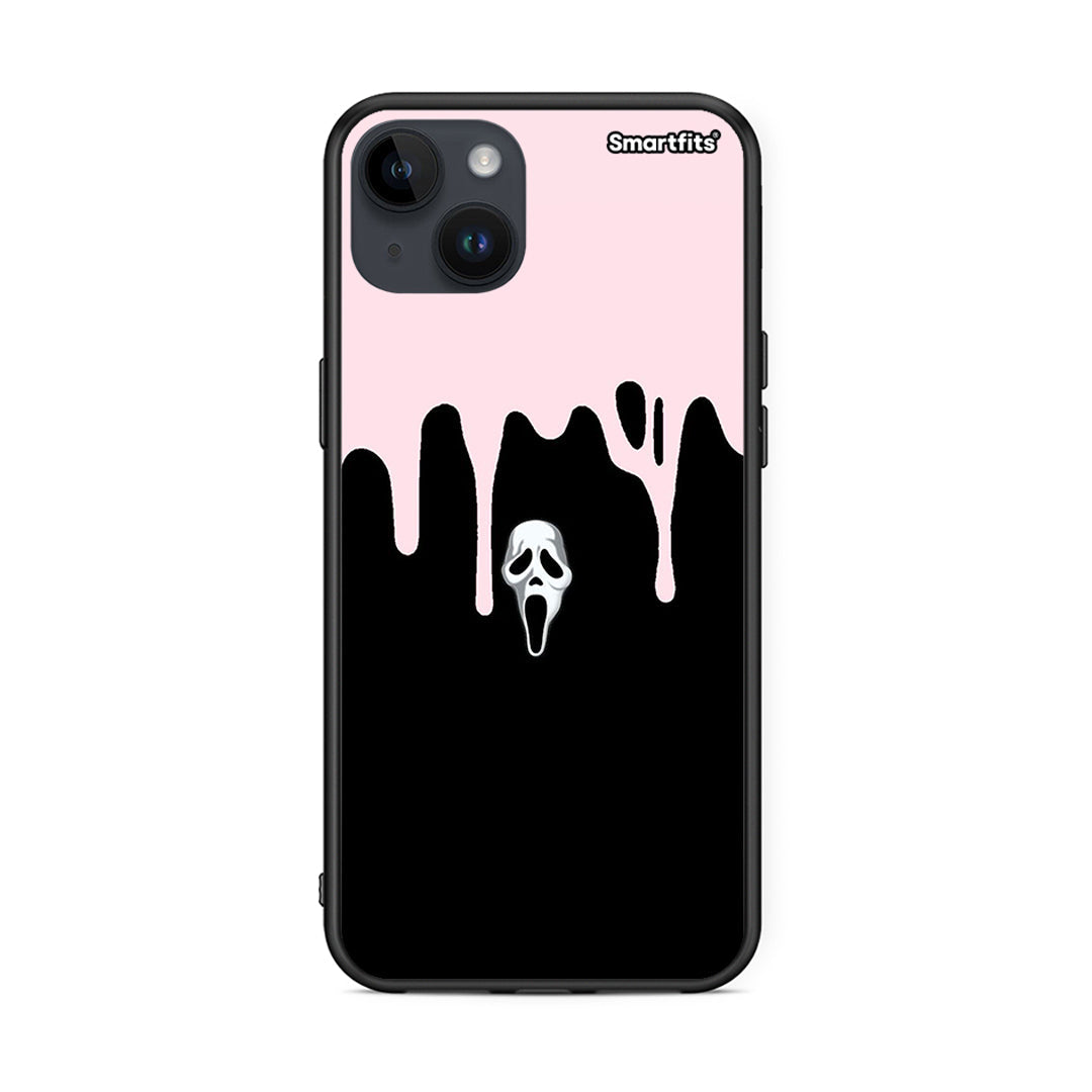 iPhone 14 Plus Melting Halloween Mask θήκη από τη Smartfits με σχέδιο στο πίσω μέρος και μαύρο περίβλημα | Smartphone case with colorful back and black bezels by Smartfits