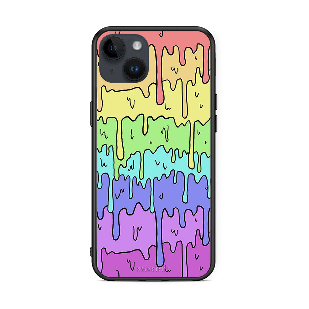 iPhone 15 Plus Melting Rainbow θήκη από τη Smartfits με σχέδιο στο πίσω μέρος και μαύρο περίβλημα | Smartphone case with colorful back and black bezels by Smartfits