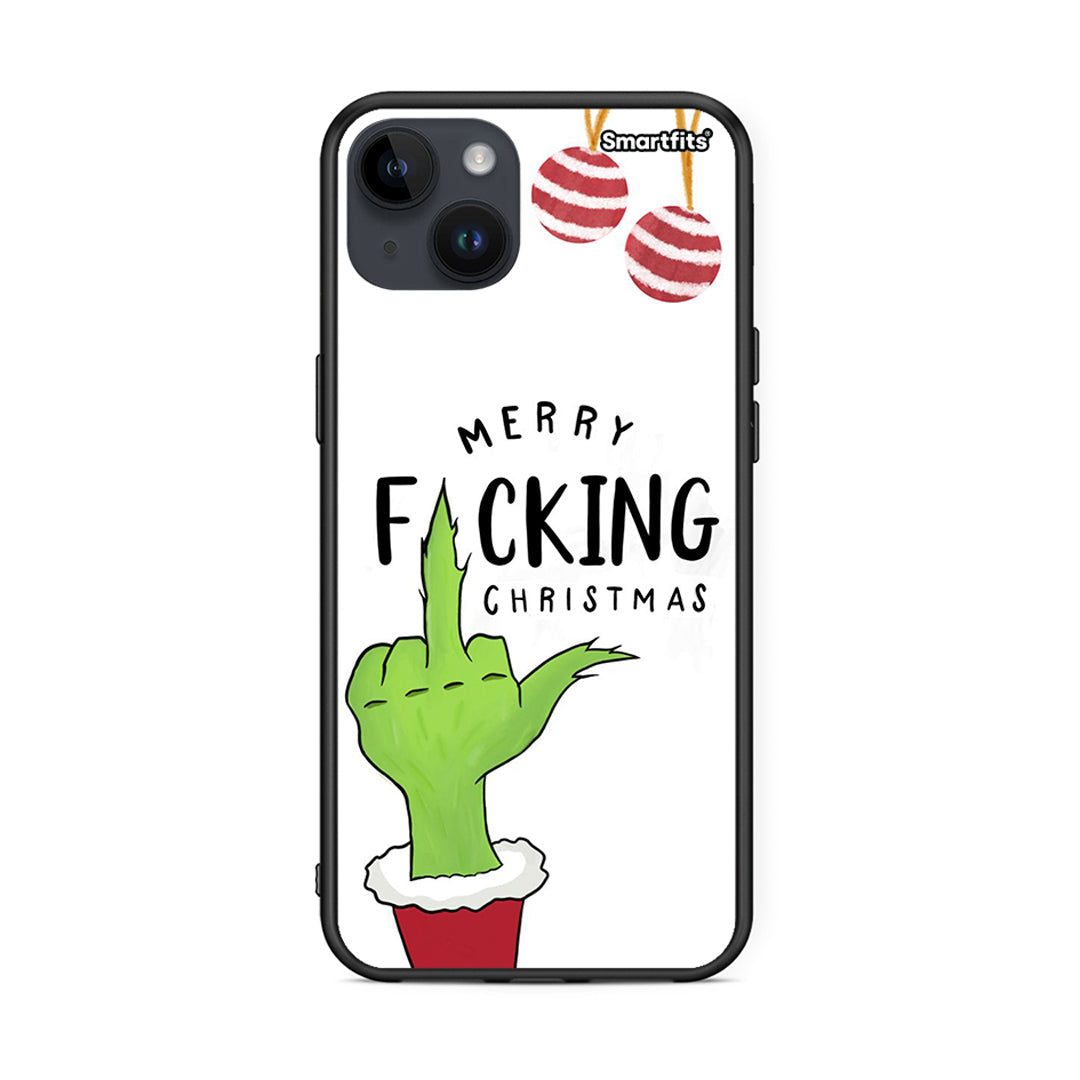 iPhone 14 Plus Merry F Xmas θήκη από τη Smartfits με σχέδιο στο πίσω μέρος και μαύρο περίβλημα | Smartphone case with colorful back and black bezels by Smartfits