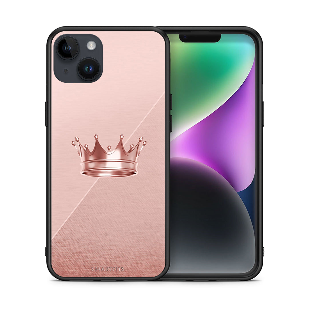 Θήκη iPhone 14 Plus Crown Minimal από τη Smartfits με σχέδιο στο πίσω μέρος και μαύρο περίβλημα | iPhone 14 Plus Crown Minimal case with colorful back and black bezels