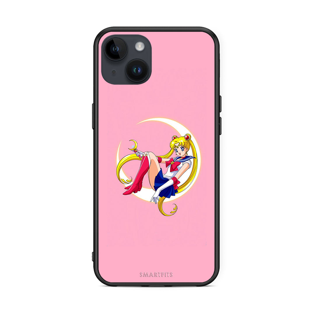 iPhone 14 Plus Moon Girl θήκη από τη Smartfits με σχέδιο στο πίσω μέρος και μαύρο περίβλημα | Smartphone case with colorful back and black bezels by Smartfits