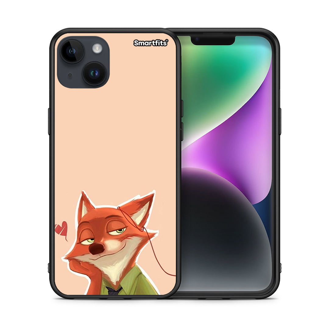 Θήκη iPhone 14 Plus Nick Wilde And Judy Hopps Love 1 από τη Smartfits με σχέδιο στο πίσω μέρος και μαύρο περίβλημα | iPhone 14 Plus Nick Wilde And Judy Hopps Love 1 case with colorful back and black bezels