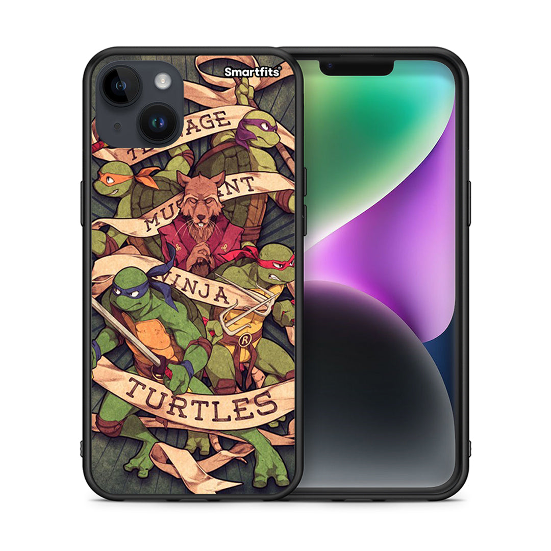 Θήκη iPhone 15 Plus Ninja Turtles από τη Smartfits με σχέδιο στο πίσω μέρος και μαύρο περίβλημα | iPhone 15 Plus Ninja Turtles case with colorful back and black bezels
