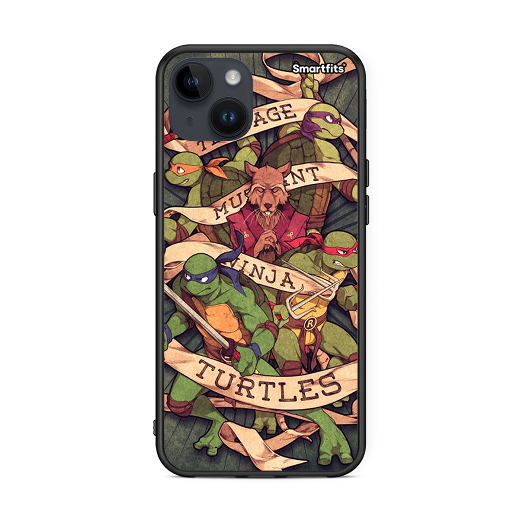 iPhone 15 Plus Ninja Turtles θήκη από τη Smartfits με σχέδιο στο πίσω μέρος και μαύρο περίβλημα | Smartphone case with colorful back and black bezels by Smartfits