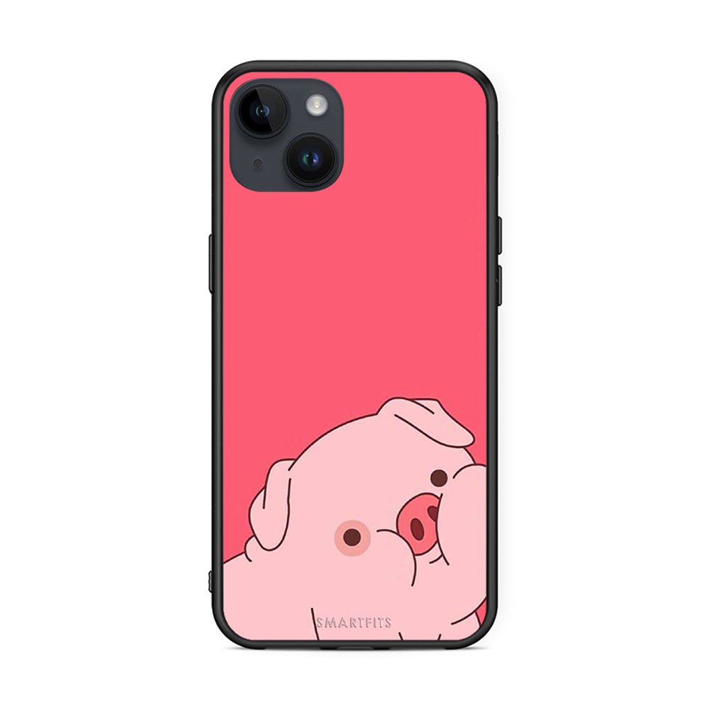 iPhone 15 Plus Pig Love 1 Θήκη Αγίου Βαλεντίνου από τη Smartfits με σχέδιο στο πίσω μέρος και μαύρο περίβλημα | Smartphone case with colorful back and black bezels by Smartfits