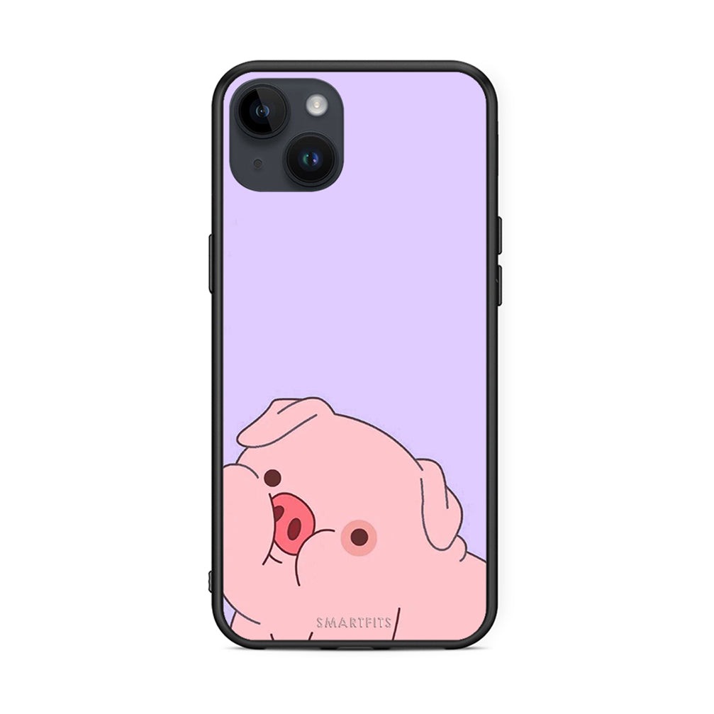 iPhone 14 Plus Pig Love 2 Θήκη Αγίου Βαλεντίνου από τη Smartfits με σχέδιο στο πίσω μέρος και μαύρο περίβλημα | Smartphone case with colorful back and black bezels by Smartfits