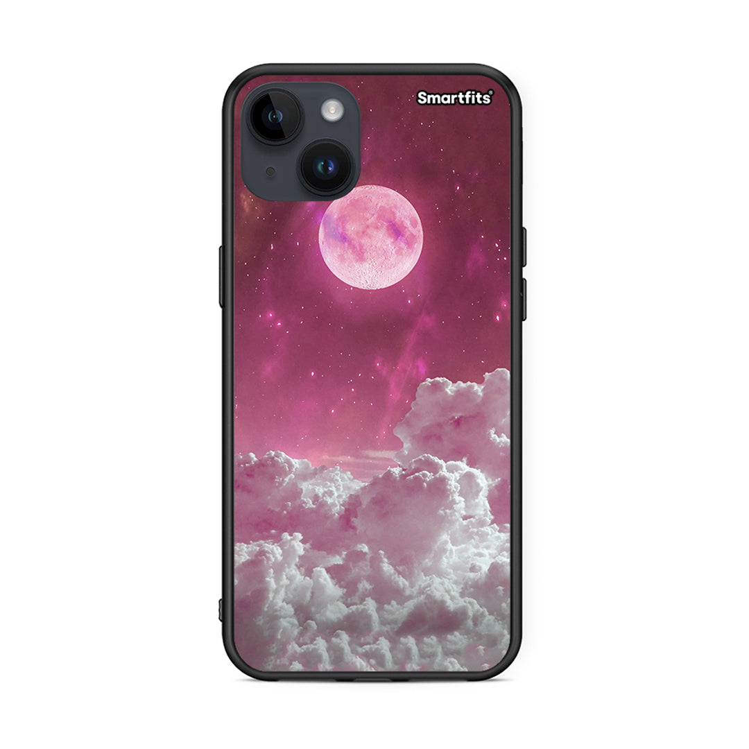 iPhone 15 Plus Pink Moon θήκη από τη Smartfits με σχέδιο στο πίσω μέρος και μαύρο περίβλημα | Smartphone case with colorful back and black bezels by Smartfits