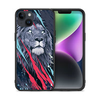 Thumbnail for Θήκη iPhone 15 Plus Lion Designer PopArt από τη Smartfits με σχέδιο στο πίσω μέρος και μαύρο περίβλημα | iPhone 15 Plus Lion Designer PopArt case with colorful back and black bezels