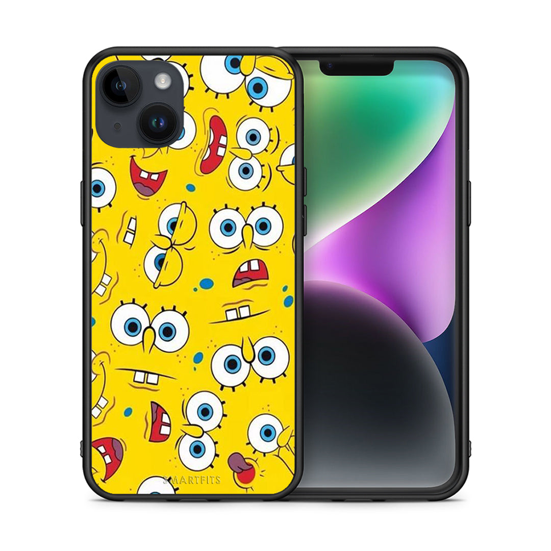 Θήκη iPhone 15 Plus Sponge PopArt από τη Smartfits με σχέδιο στο πίσω μέρος και μαύρο περίβλημα | iPhone 15 Plus Sponge PopArt case with colorful back and black bezels