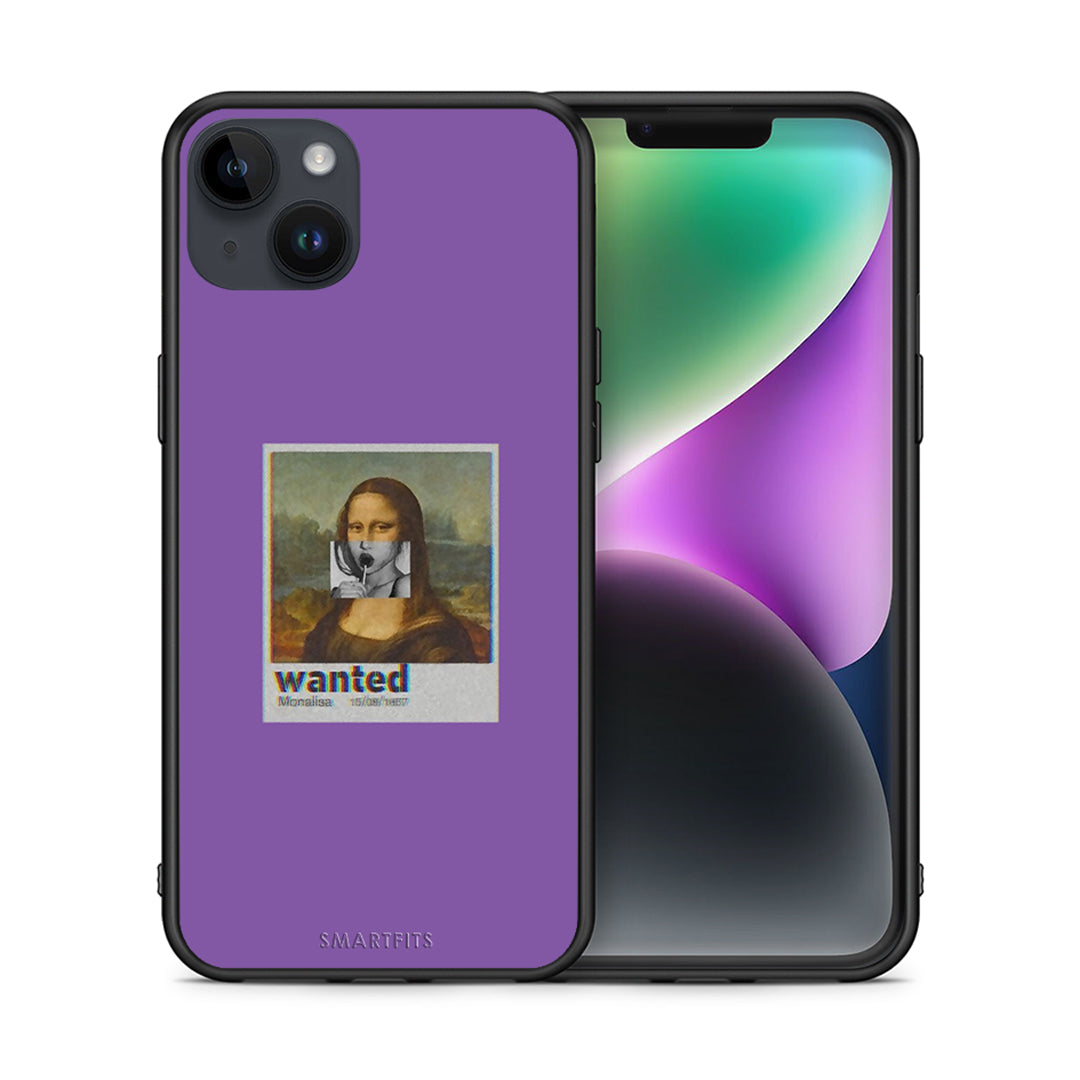 Θήκη iPhone 14 Plus Monalisa Popart από τη Smartfits με σχέδιο στο πίσω μέρος και μαύρο περίβλημα | iPhone 14 Plus Monalisa Popart case with colorful back and black bezels