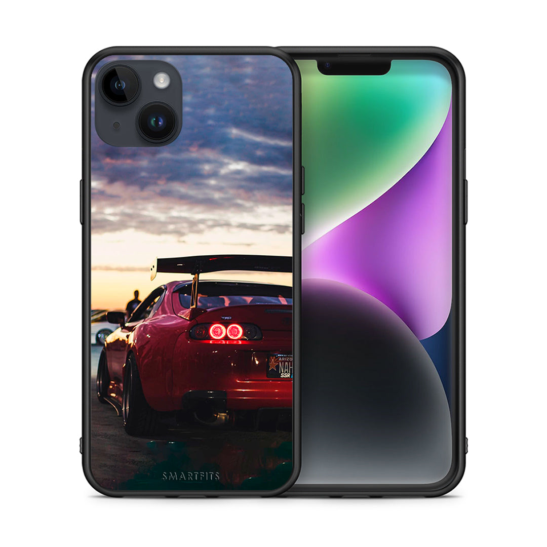 Θήκη iPhone 14 Plus Racing Supra από τη Smartfits με σχέδιο στο πίσω μέρος και μαύρο περίβλημα | iPhone 14 Plus Racing Supra case with colorful back and black bezels