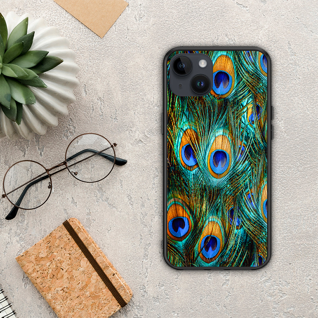 Real Peacock Feathers - iPhone 15 Plus case