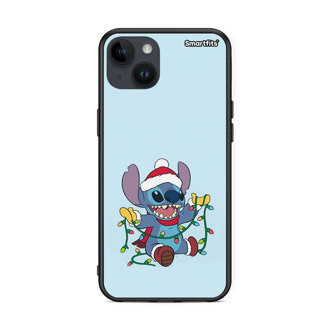 iPhone 14 Plus Santa Stich θήκη από τη Smartfits με σχέδιο στο πίσω μέρος και μαύρο περίβλημα | Smartphone case with colorful back and black bezels by Smartfits