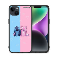 Thumbnail for Θήκη iPhone 15 Plus Stitch And Angel από τη Smartfits με σχέδιο στο πίσω μέρος και μαύρο περίβλημα | iPhone 15 Plus Stitch And Angel case with colorful back and black bezels