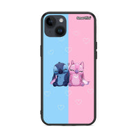 Thumbnail for iPhone 15 Plus Stitch And Angel θήκη από τη Smartfits με σχέδιο στο πίσω μέρος και μαύρο περίβλημα | Smartphone case with colorful back and black bezels by Smartfits