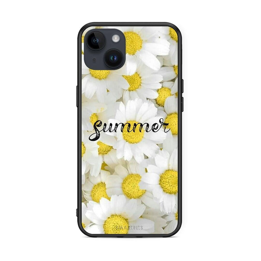 iPhone 15 Plus Summer Daisies Θήκη από τη Smartfits με σχέδιο στο πίσω μέρος και μαύρο περίβλημα | Smartphone case with colorful back and black bezels by Smartfits