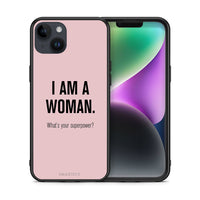 Thumbnail for Θήκη iPhone 15 Plus Superpower Woman από τη Smartfits με σχέδιο στο πίσω μέρος και μαύρο περίβλημα | iPhone 15 Plus Superpower Woman case with colorful back and black bezels