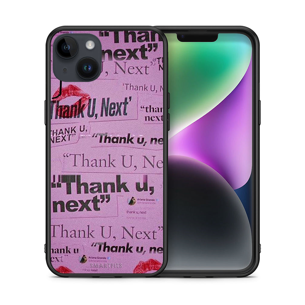 Θήκη Αγίου Βαλεντίνου iPhone 14 Plus Thank You Next από τη Smartfits με σχέδιο στο πίσω μέρος και μαύρο περίβλημα | iPhone 14 Plus Thank You Next case with colorful back and black bezels