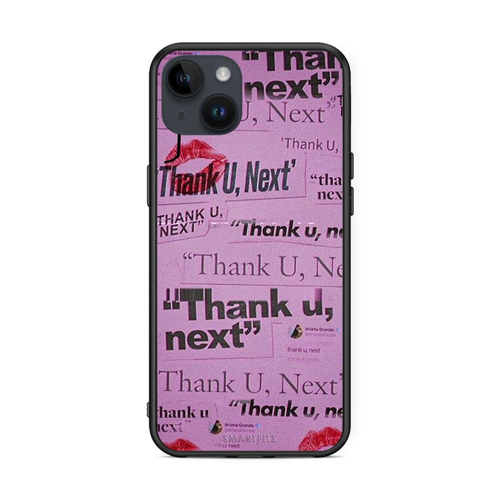 iPhone 15 Plus Thank You Next Θήκη Αγίου Βαλεντίνου από τη Smartfits με σχέδιο στο πίσω μέρος και μαύρο περίβλημα | Smartphone case with colorful back and black bezels by Smartfits