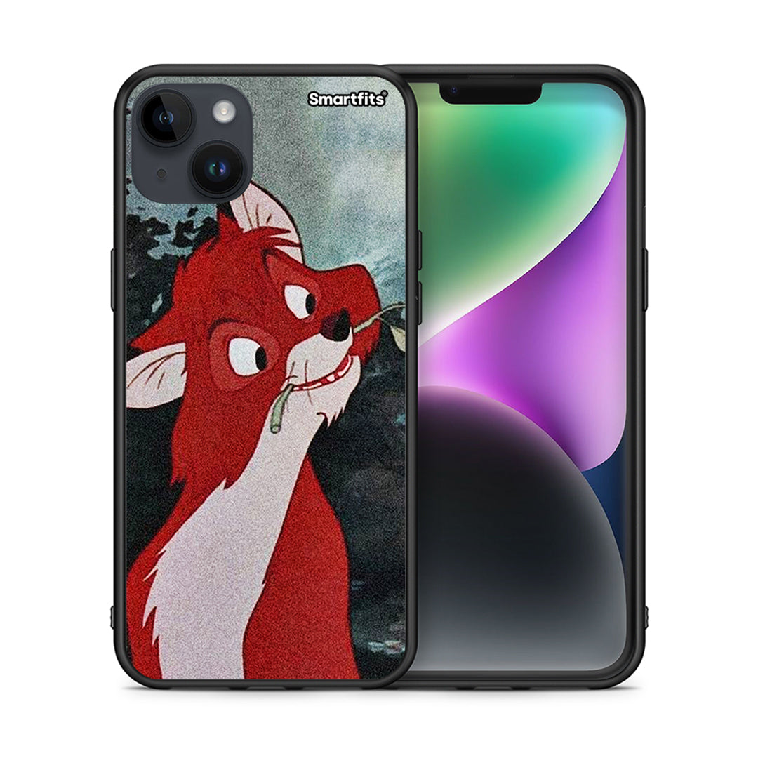 Θήκη iPhone 14 Plus Tod And Vixey Love 1 από τη Smartfits με σχέδιο στο πίσω μέρος και μαύρο περίβλημα | iPhone 14 Plus Tod And Vixey Love 1 case with colorful back and black bezels