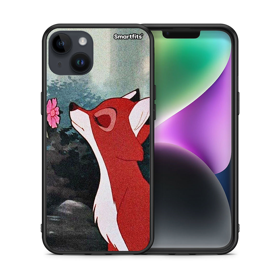 Θήκη iPhone 15 Plus Tod And Vixey Love 2 από τη Smartfits με σχέδιο στο πίσω μέρος και μαύρο περίβλημα | iPhone 15 Plus Tod And Vixey Love 2 case with colorful back and black bezels