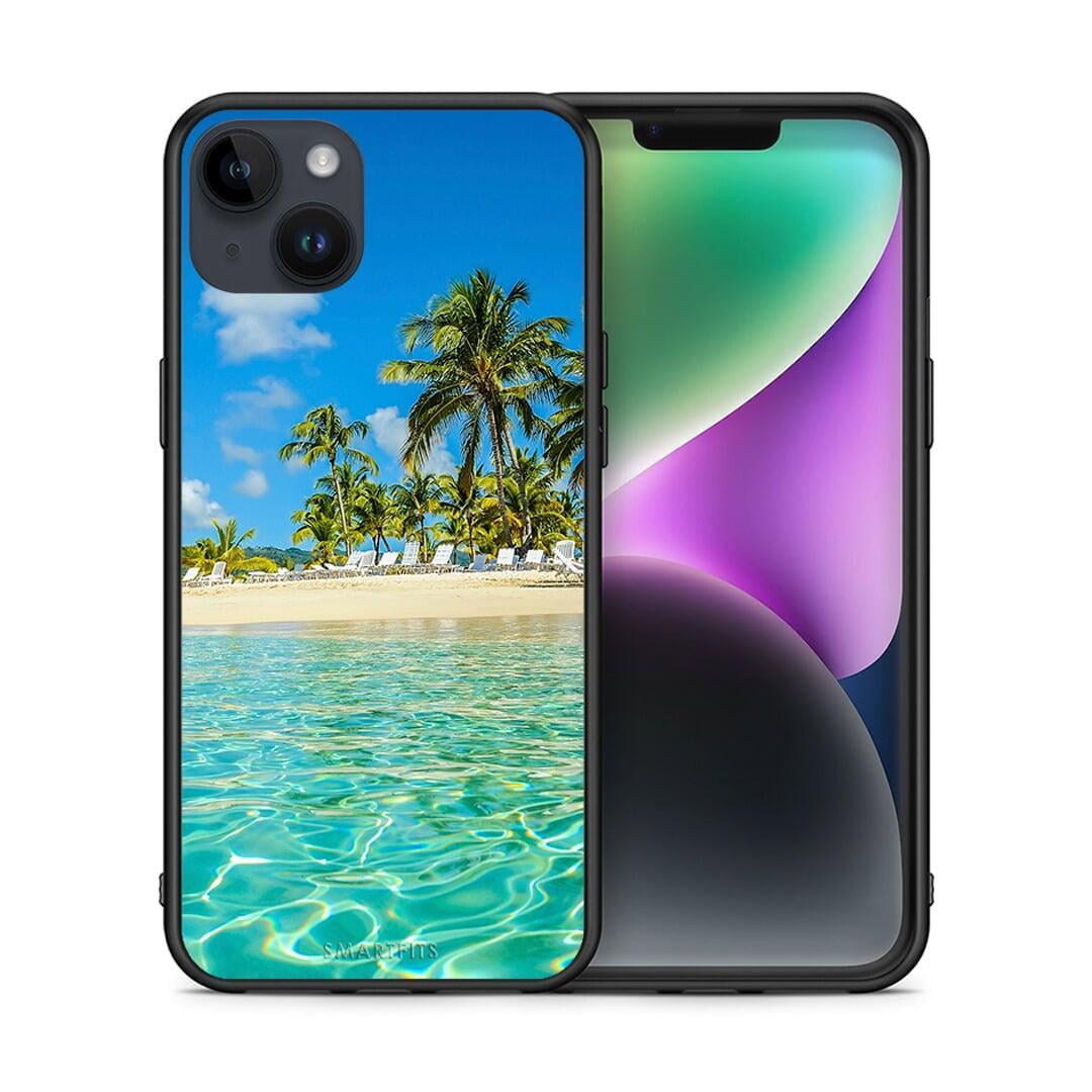 Θήκη iPhone 14 Plus Tropical Vibes από τη Smartfits με σχέδιο στο πίσω μέρος και μαύρο περίβλημα | iPhone 14 Plus Tropical Vibes case with colorful back and black bezels