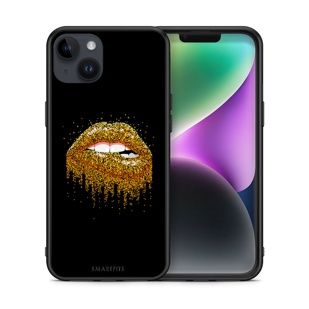 Θήκη iPhone 14 Plus Golden Valentine από τη Smartfits με σχέδιο στο πίσω μέρος και μαύρο περίβλημα | iPhone 14 Plus Golden Valentine case with colorful back and black bezels