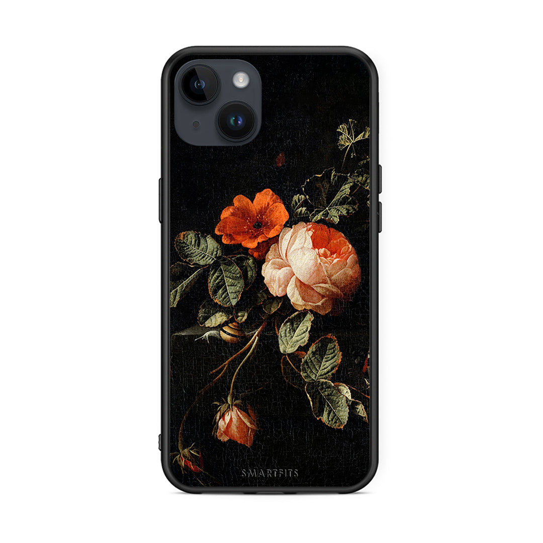iPhone 14 Plus Vintage Roses θήκη από τη Smartfits με σχέδιο στο πίσω μέρος και μαύρο περίβλημα | Smartphone case with colorful back and black bezels by Smartfits