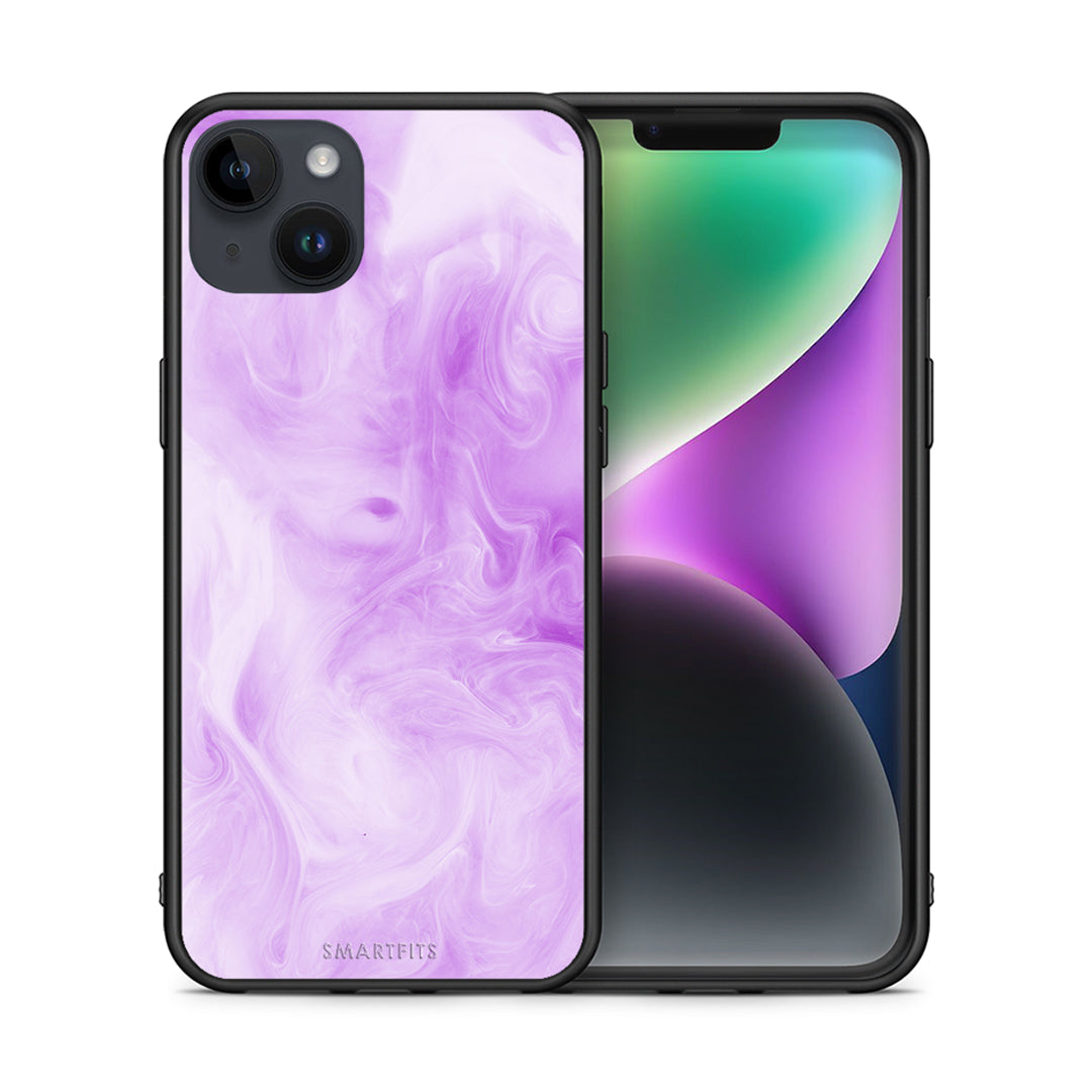 Θήκη iPhone 15 Plus Lavender Watercolor από τη Smartfits με σχέδιο στο πίσω μέρος και μαύρο περίβλημα | iPhone 15 Plus Lavender Watercolor case with colorful back and black bezels