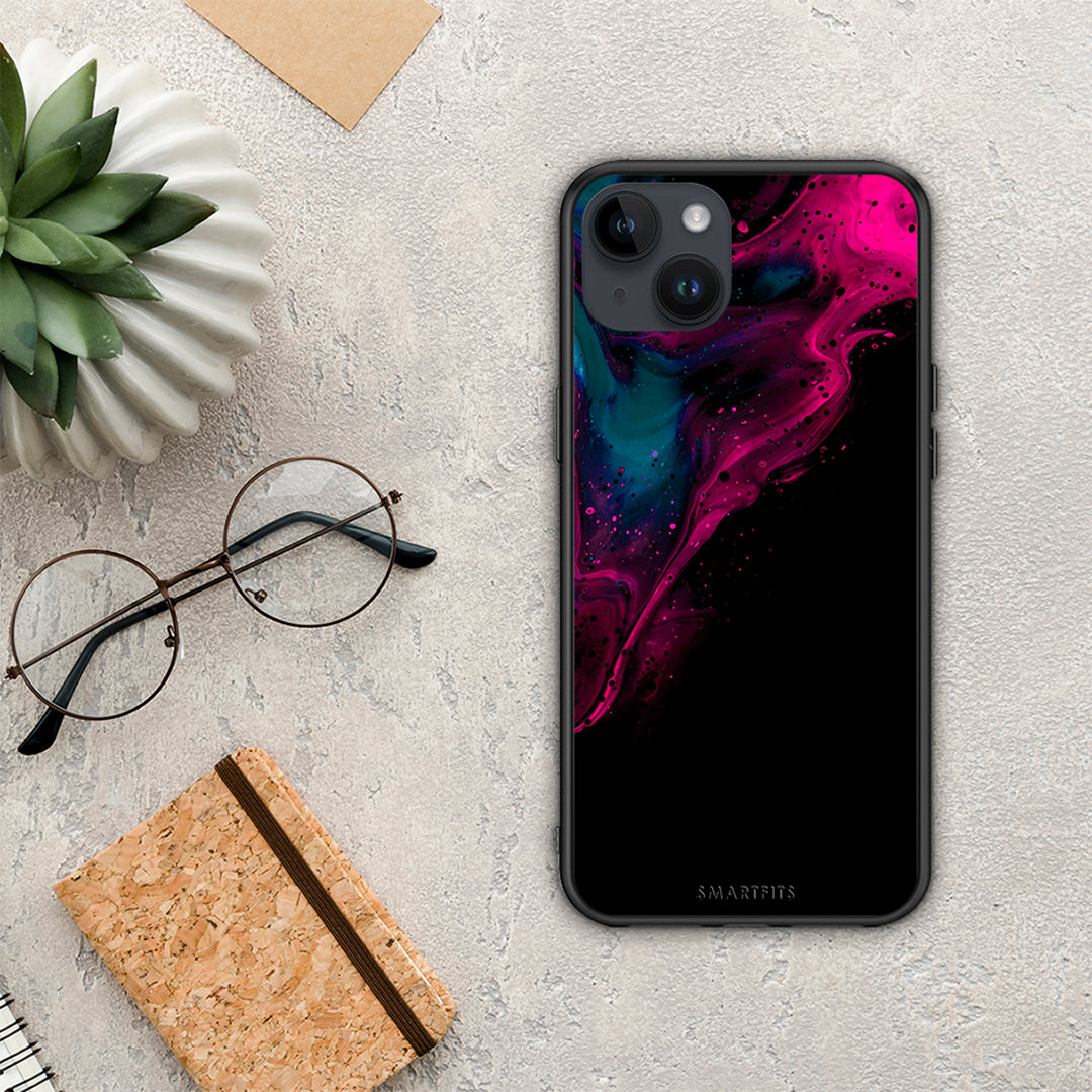 Watercolor Pink Black - iPhone 15 Plus case