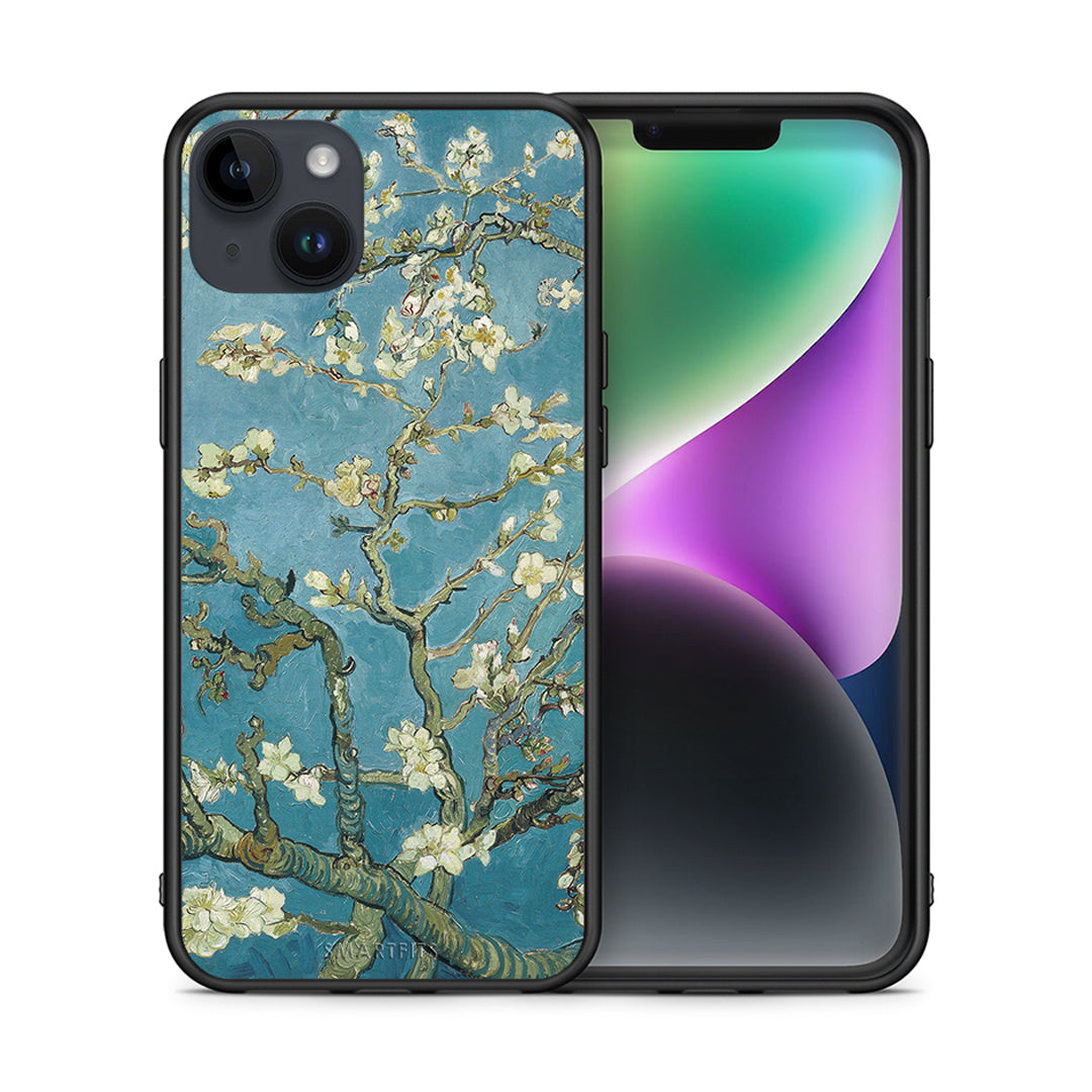Θήκη iPhone 15 Plus White Blossoms από τη Smartfits με σχέδιο στο πίσω μέρος και μαύρο περίβλημα | iPhone 15 Plus White Blossoms case with colorful back and black bezels