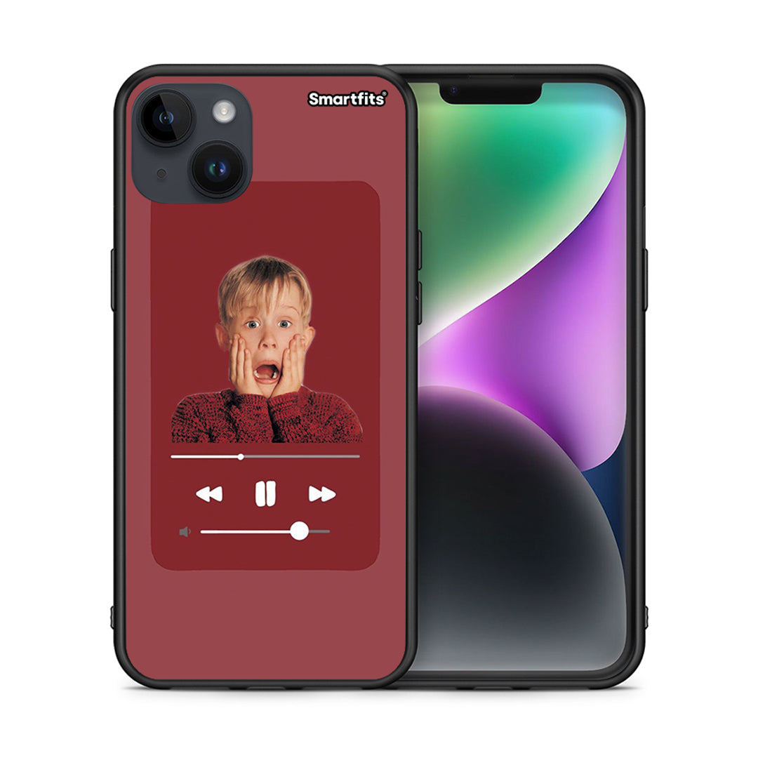 Θήκη iPhone 14 Plus Xmas Alone Music από τη Smartfits με σχέδιο στο πίσω μέρος και μαύρο περίβλημα | iPhone 14 Plus Xmas Alone Music case with colorful back and black bezels