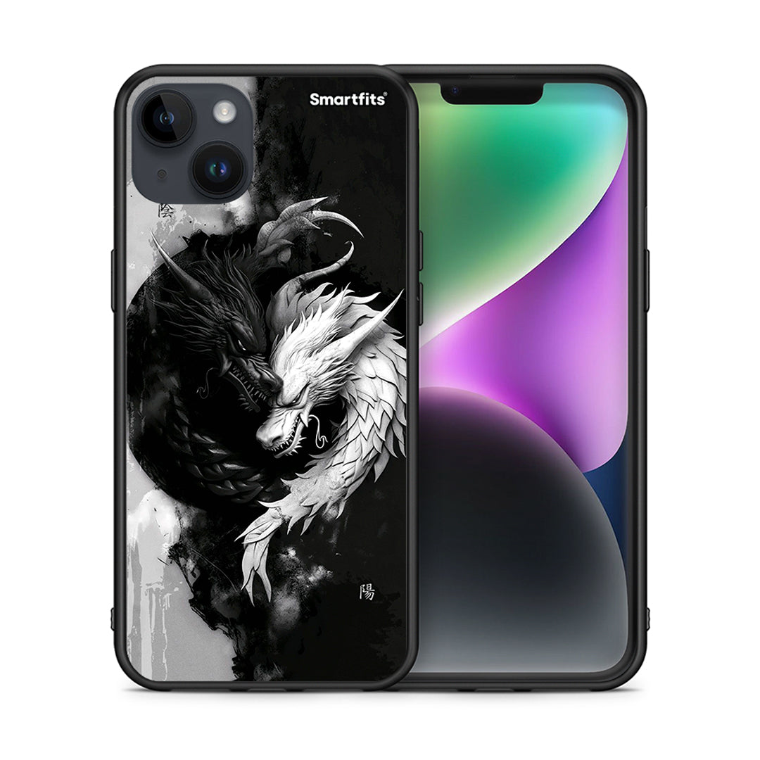 Θήκη iPhone 15 Plus Yin Yang από τη Smartfits με σχέδιο στο πίσω μέρος και μαύρο περίβλημα | iPhone 15 Plus Yin Yang case with colorful back and black bezels