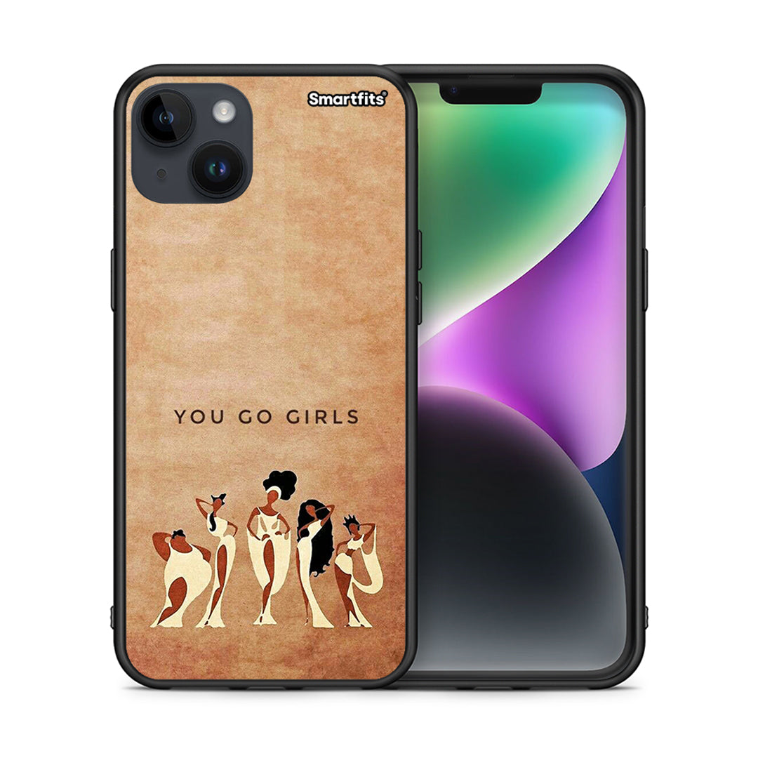 Θήκη iPhone 14 Plus You Go Girl από τη Smartfits με σχέδιο στο πίσω μέρος και μαύρο περίβλημα | iPhone 14 Plus You Go Girl case with colorful back and black bezels