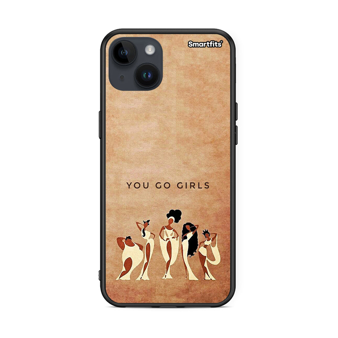 iPhone 15 Plus You Go Girl θήκη από τη Smartfits με σχέδιο στο πίσω μέρος και μαύρο περίβλημα | Smartphone case with colorful back and black bezels by Smartfits