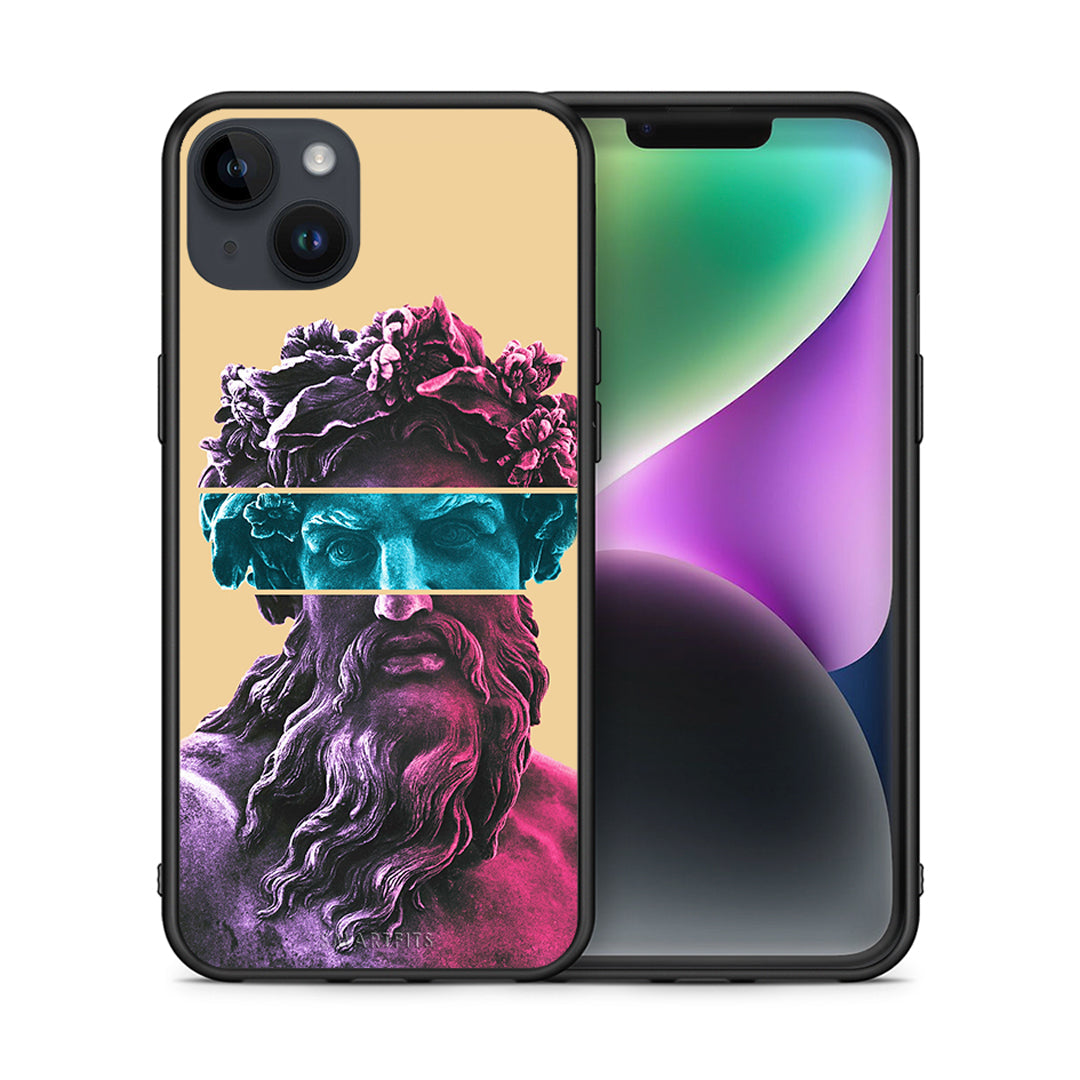 Θήκη Αγίου Βαλεντίνου iPhone 14 Plus Zeus Art από τη Smartfits με σχέδιο στο πίσω μέρος και μαύρο περίβλημα | iPhone 14 Plus Zeus Art case with colorful back and black bezels