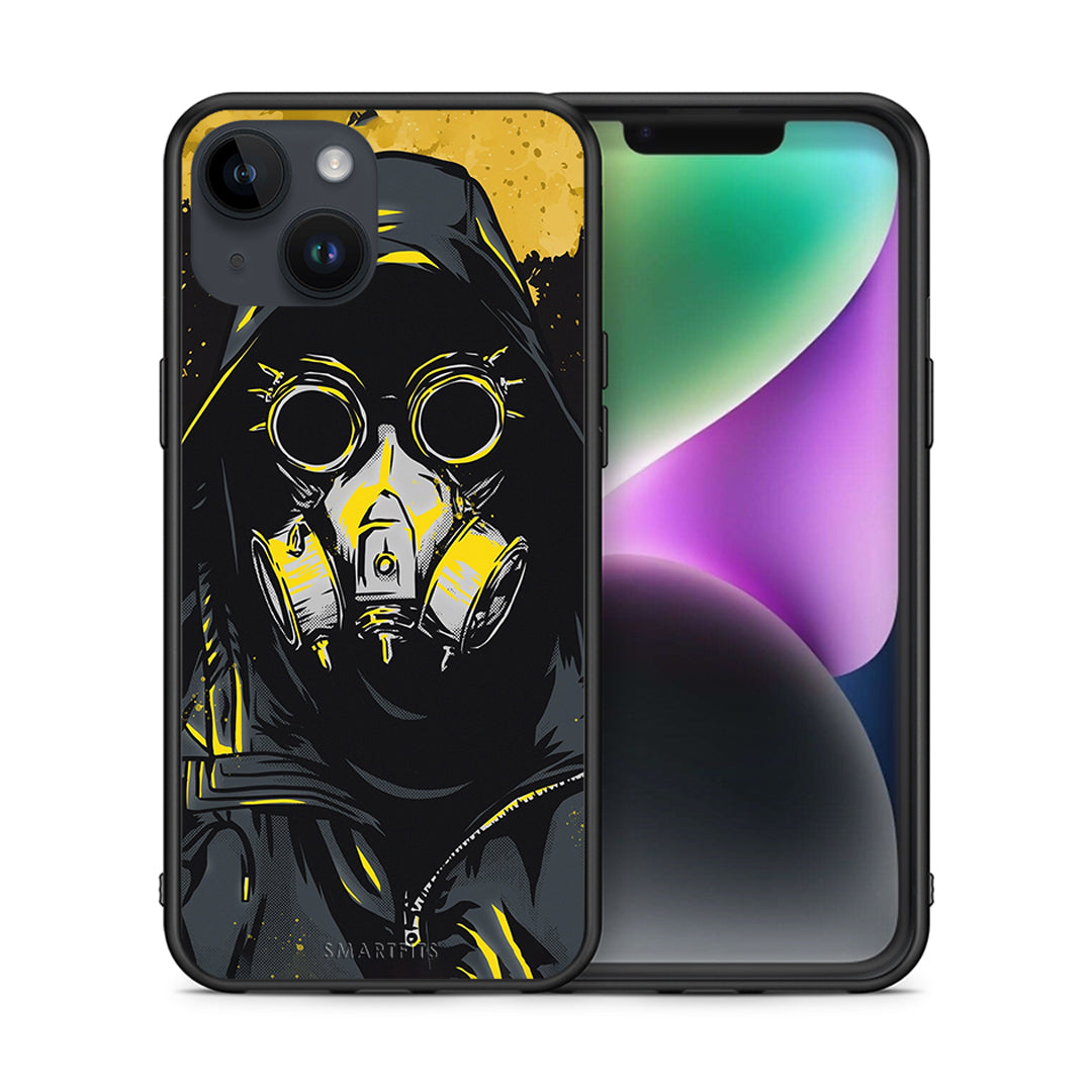 Θήκη iPhone 15 Mask PopArt από τη Smartfits με σχέδιο στο πίσω μέρος και μαύρο περίβλημα | iPhone 15 Mask PopArt case with colorful back and black bezels