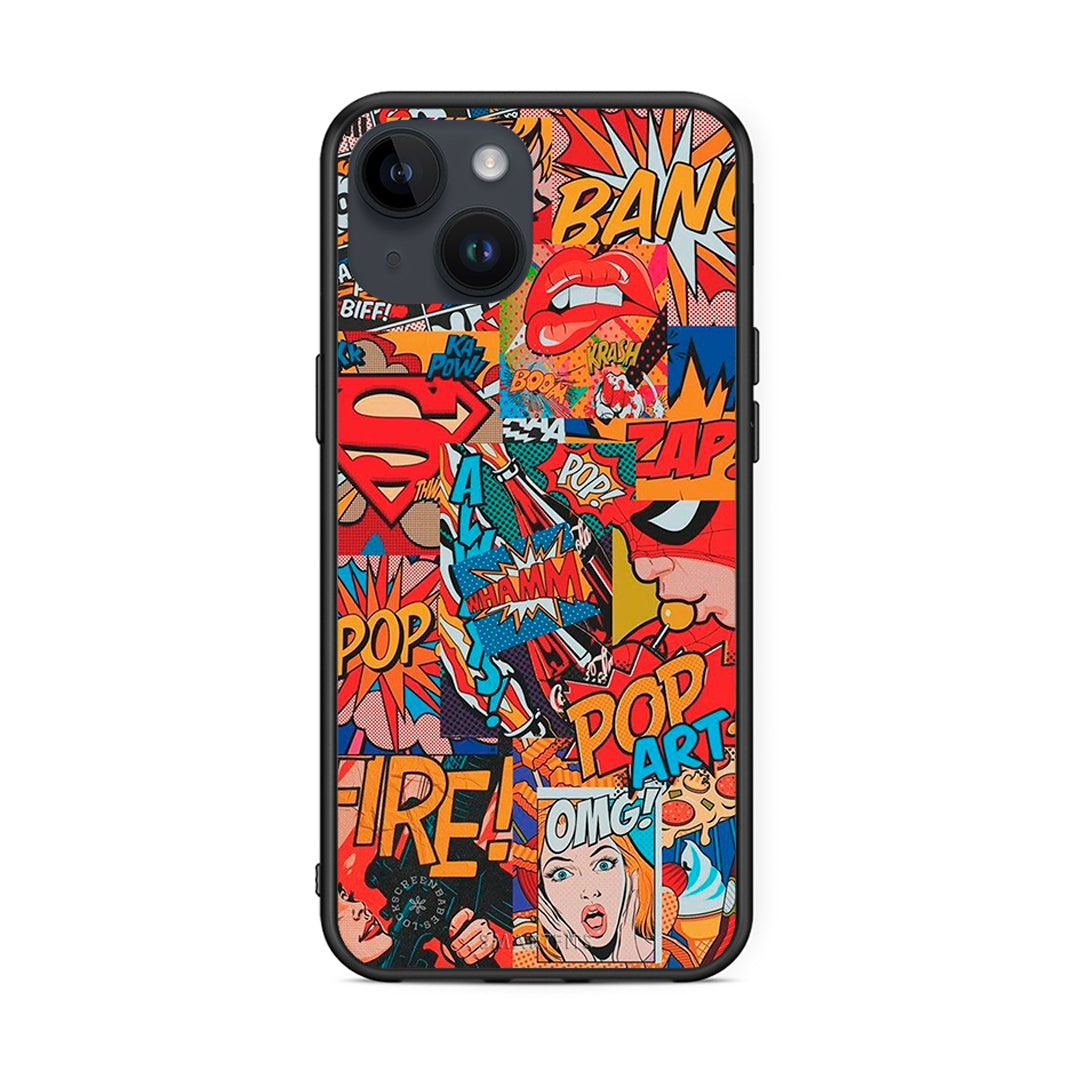 iPhone 14 PopArt OMG θήκη από τη Smartfits με σχέδιο στο πίσω μέρος και μαύρο περίβλημα | Smartphone case with colorful back and black bezels by Smartfits