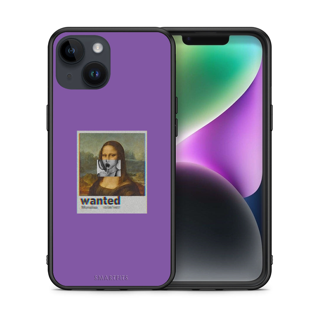 Θήκη iPhone 15 Monalisa Popart από τη Smartfits με σχέδιο στο πίσω μέρος και μαύρο περίβλημα | iPhone 15 Monalisa Popart case with colorful back and black bezels