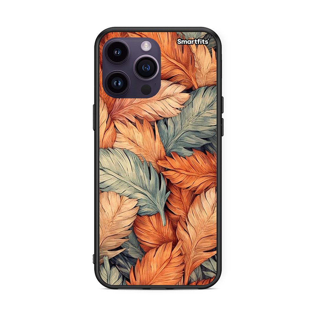 iPhone 14 Pro Autumn Leaves Θήκη από τη Smartfits με σχέδιο στο πίσω μέρος και μαύρο περίβλημα | Smartphone case with colorful back and black bezels by Smartfits