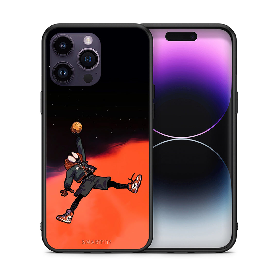 Θήκη iPhone 15 Pro Basketball Hero από τη Smartfits με σχέδιο στο πίσω μέρος και μαύρο περίβλημα | iPhone 15 Pro Basketball Hero case with colorful back and black bezels