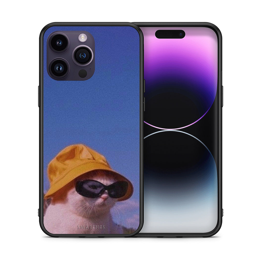 Θήκη iPhone 14 Pro Cat Diva από τη Smartfits με σχέδιο στο πίσω μέρος και μαύρο περίβλημα | iPhone 14 Pro Cat Diva case with colorful back and black bezels