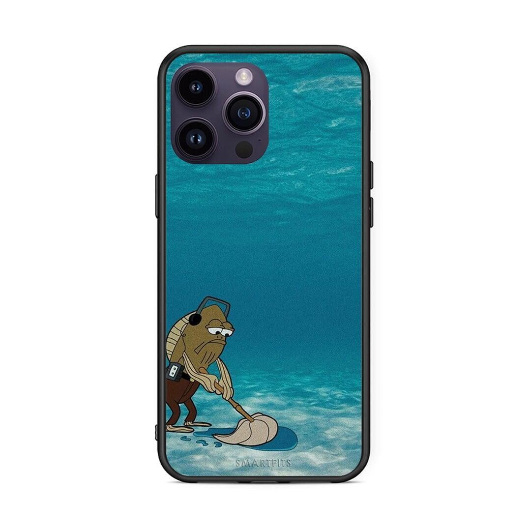 iPhone 15 Pro Clean The Ocean Θήκη από τη Smartfits με σχέδιο στο πίσω μέρος και μαύρο περίβλημα | Smartphone case with colorful back and black bezels by Smartfits