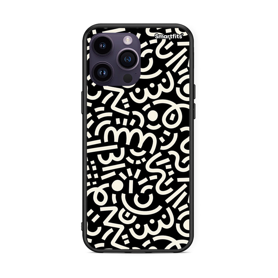 iPhone 14 Pro Doodle Art Θήκη από τη Smartfits με σχέδιο στο πίσω μέρος και μαύρο περίβλημα | Smartphone case with colorful back and black bezels by Smartfits