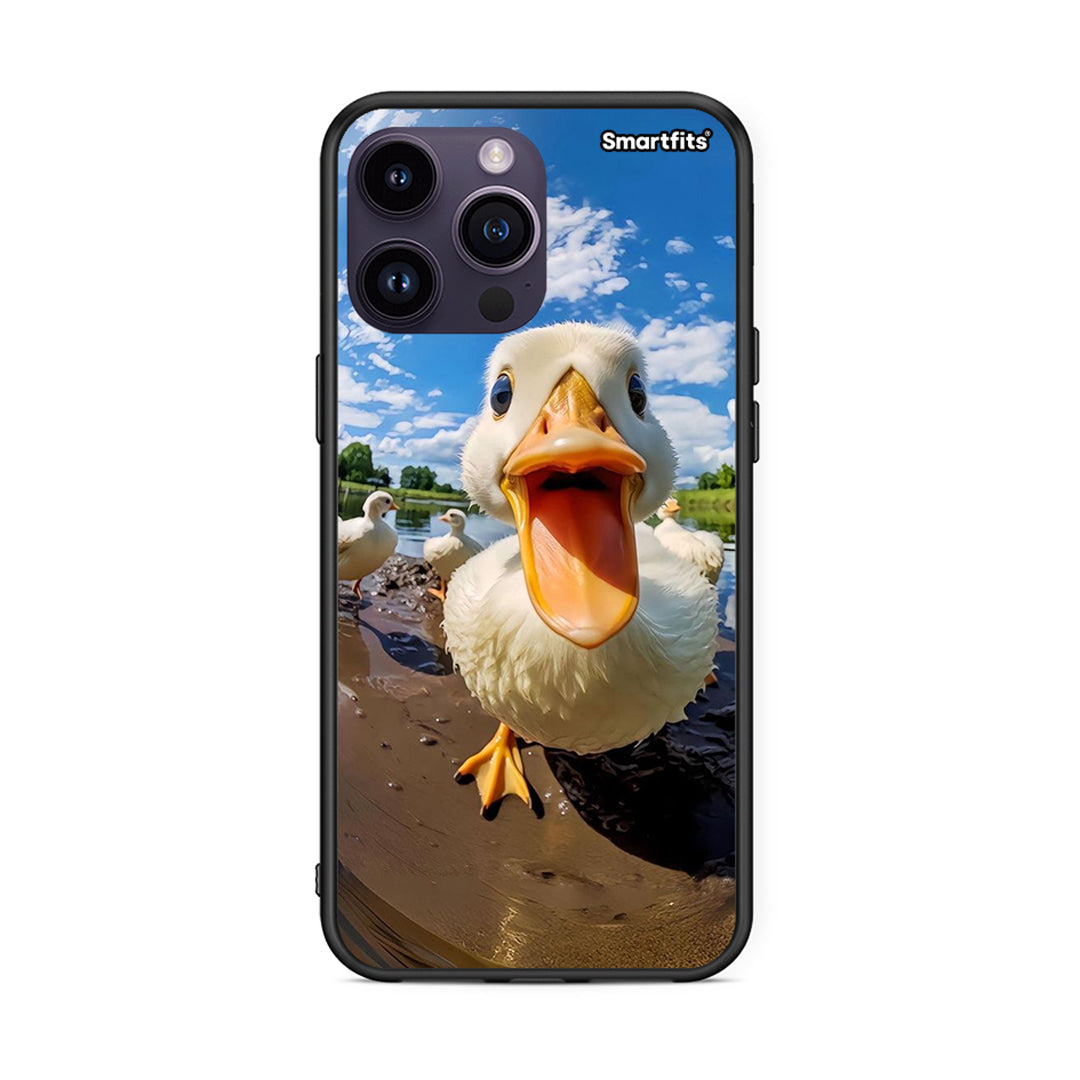 iPhone 14 Pro Duck Face θήκη από τη Smartfits με σχέδιο στο πίσω μέρος και μαύρο περίβλημα | Smartphone case with colorful back and black bezels by Smartfits