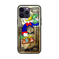Thumbnail for iPhone 14 Pro Duck Money Θήκη από τη Smartfits με σχέδιο στο πίσω μέρος και μαύρο περίβλημα | Smartphone case with colorful back and black bezels by Smartfits
